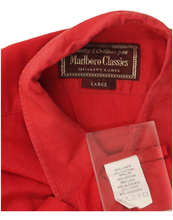 MARLBORO CLASSICS Camisa Hombre Grande Lino Rojo