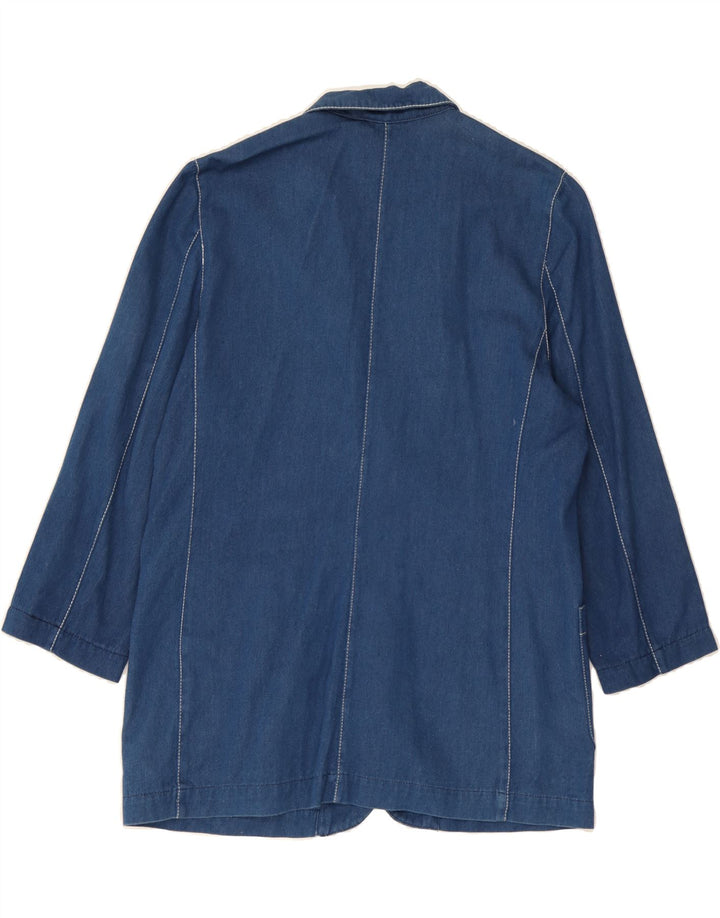 VINTAGE Womens 2 Button Blazer Jacket UK 14 Large Blue Cotton Vintage Vintage and Second-Hand Vintage from Messina Hembry 