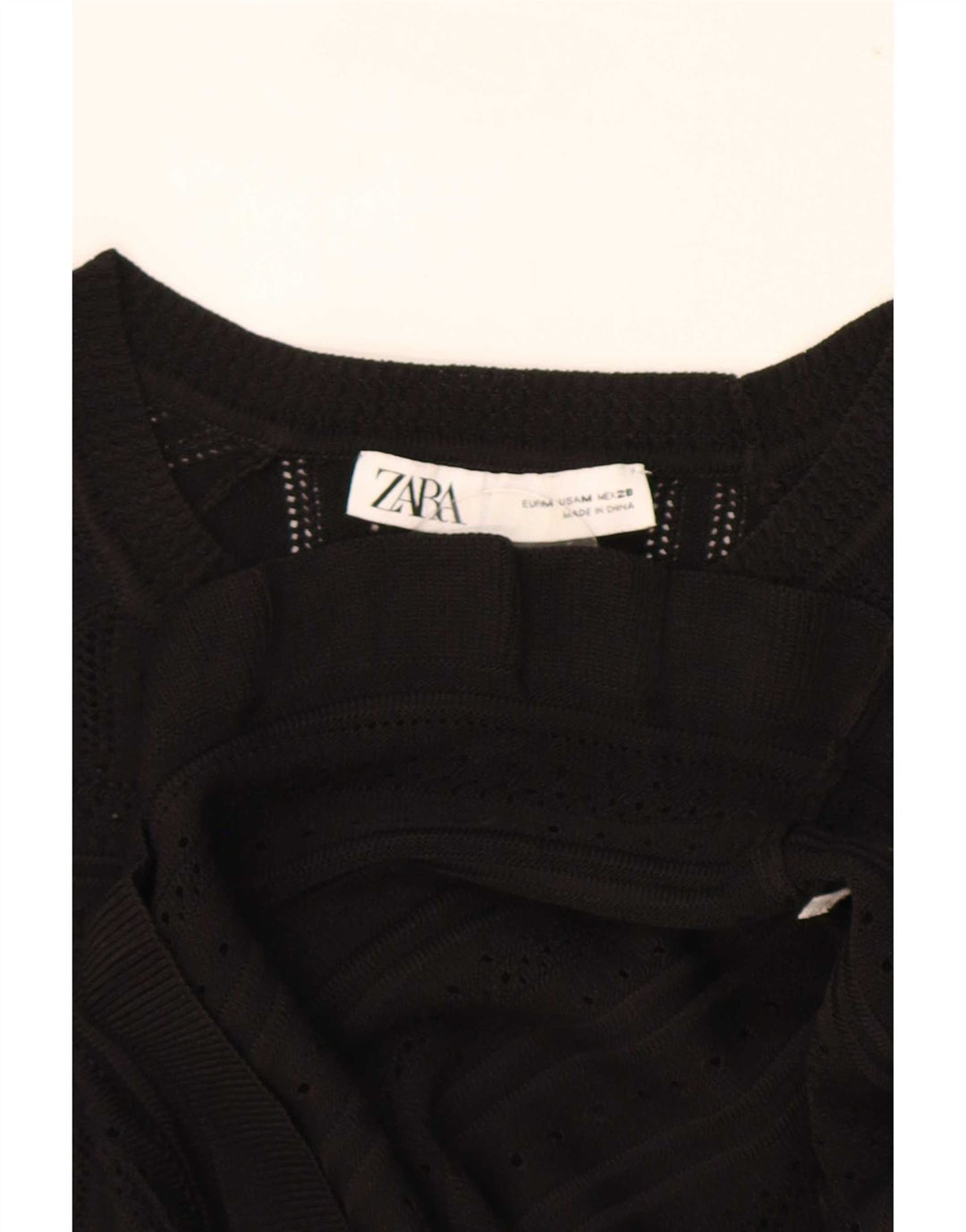 Zara Mujer Crop Knit Blusa Top UK 42 Medium Negro
