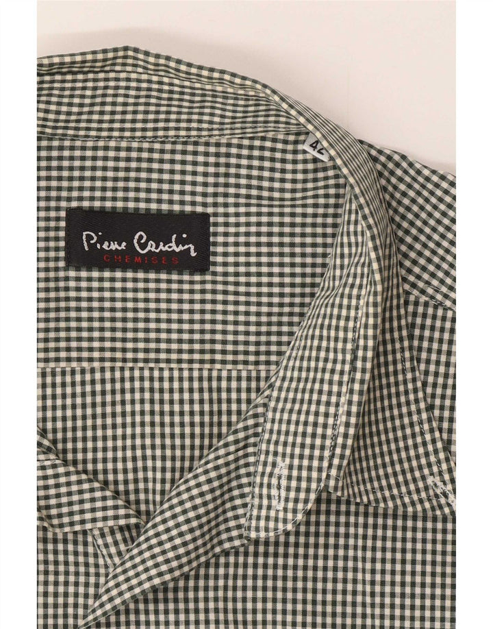 Pierre Cardin Camisa de manga corta para hombre Talla 42 Cuadro grande verde