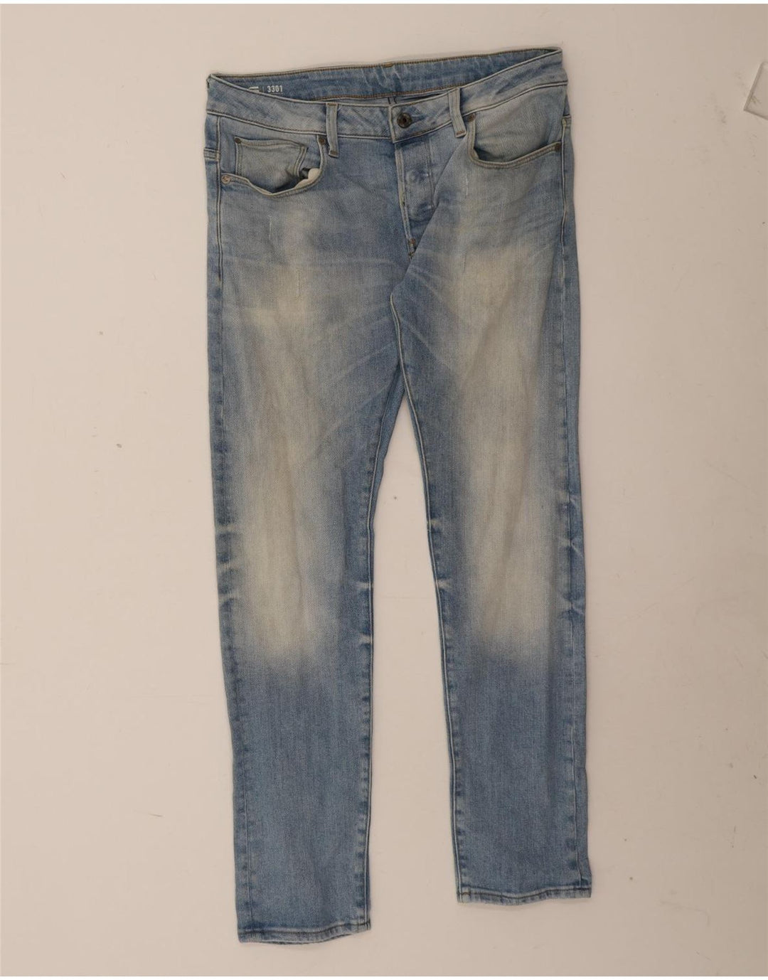 G-Star Hombre 3301 Slim Jeans W33 L32 Algodón Azul