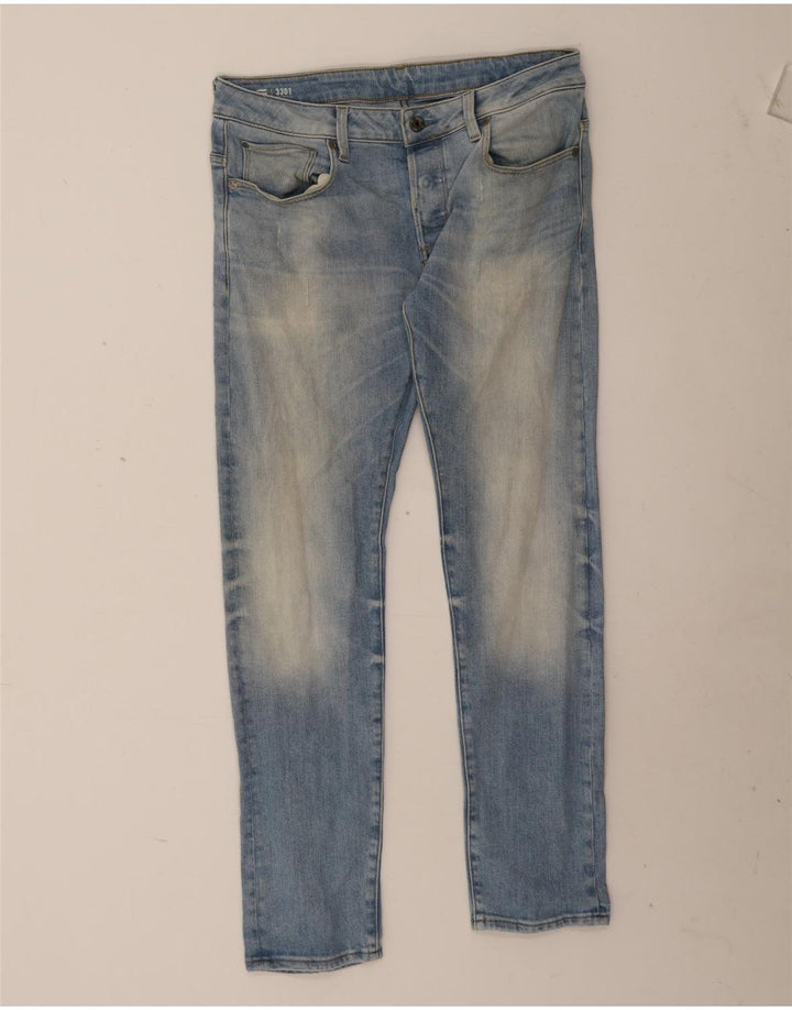 G-Star Hombre 3301 Slim Jeans W33 L32 Algodón Azul