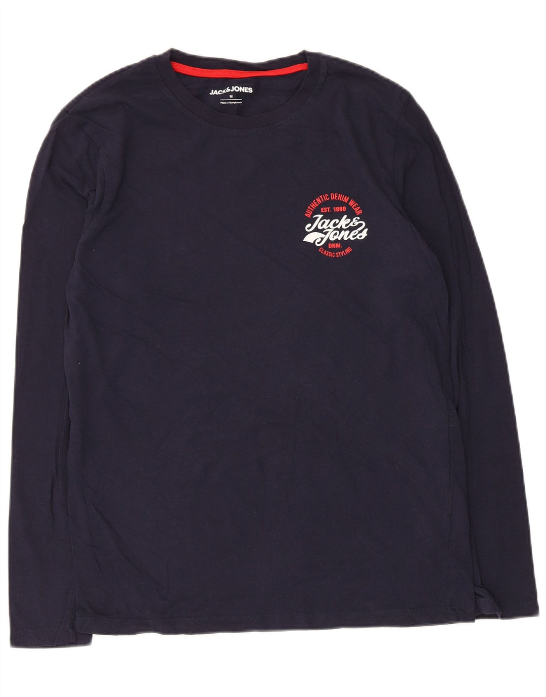 Jack & Jones Hombre Top Manga Larga Medio Azul Marino Algodón