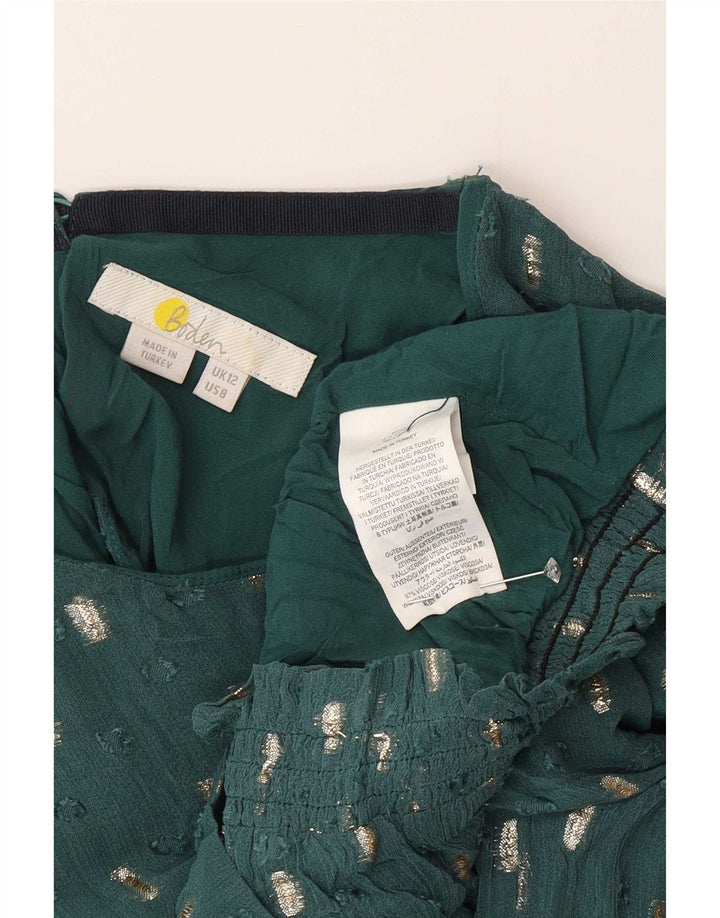 Boden Blusa corta para mujer UK 42 Viscosa moteada verde medio