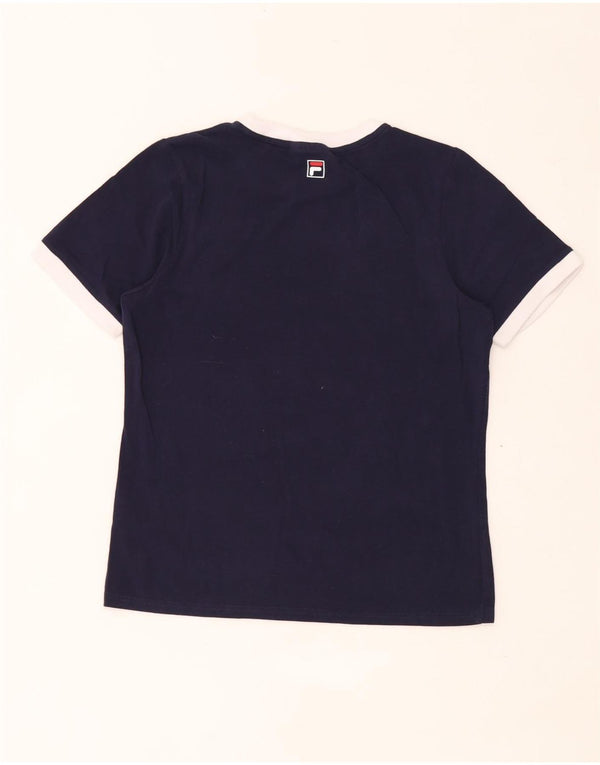 Fila Camiseta gráfica para mujer Top UK 14 Medium Azul marino Algodón