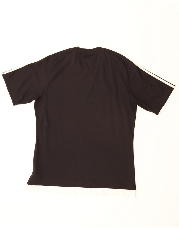 Camiseta ADIDAS Climalite para hombre Top medio negro color block poliéster