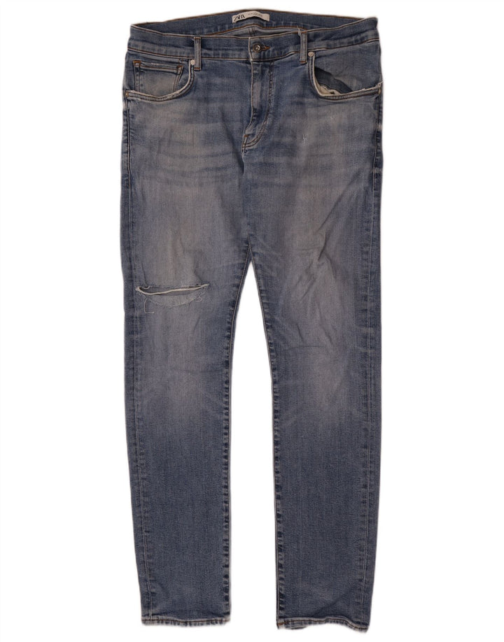 Zara Jeans ajustados desgastados para hombre EU 46 XL W36 L33 Azul