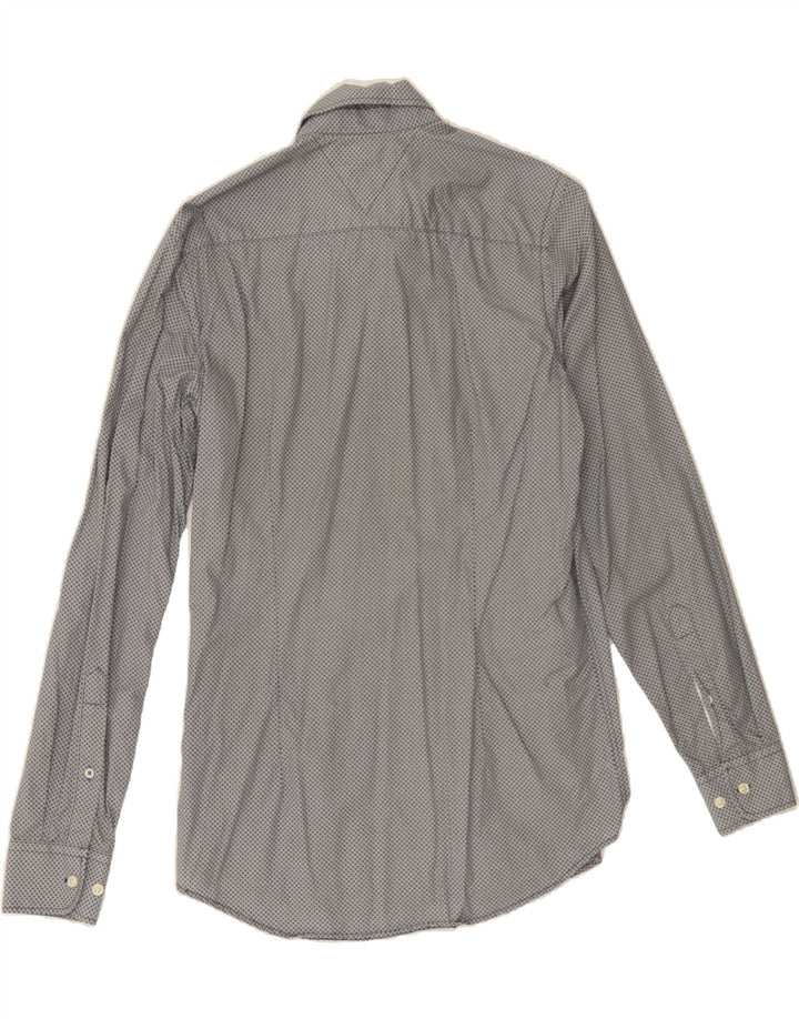 TOMMY HILFIGER Mens Slim Fit Shirt Medium Grey Spotted Cotton Vintage Tommy Hilfiger and Second-Hand Tommy Hilfiger from Messina Hembry 