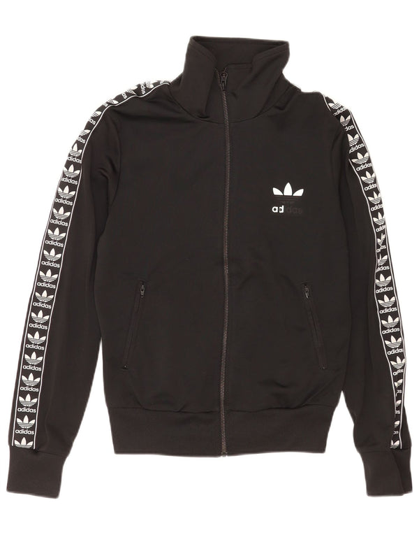 Adidas Mujer Gráfico Chándal Top Chaqueta UK 10 Pequeño Negro Deportes