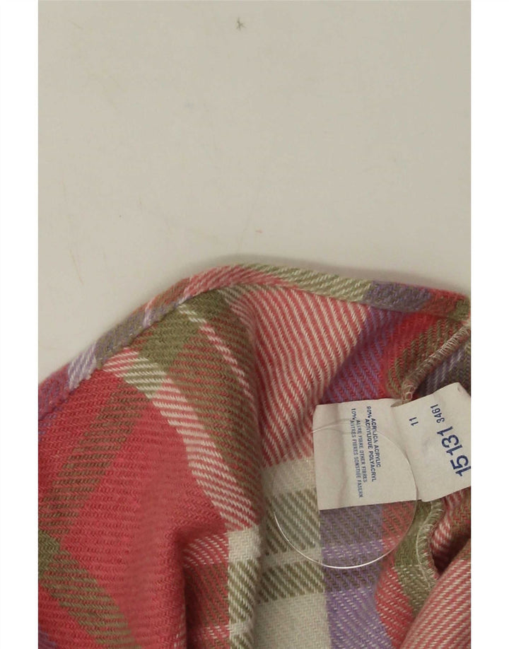 Vintage hombres franela camisa grande rosa cheque acrílico