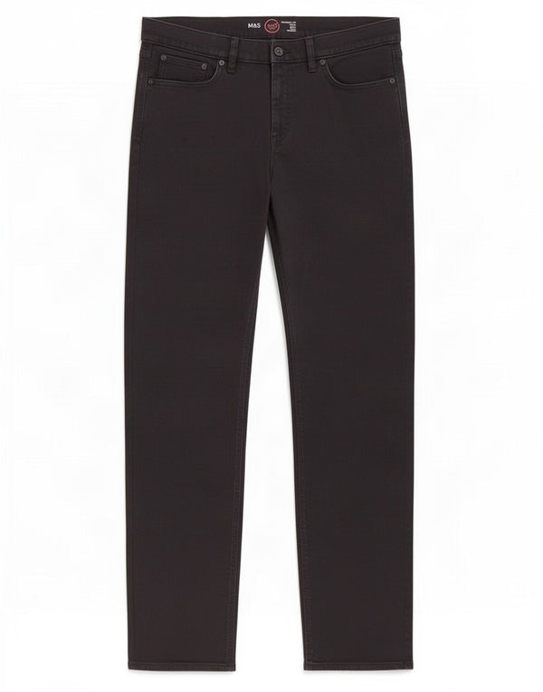 Marks & Spencer Vaqueros rectos para hombre W36 L33 Algodón negro