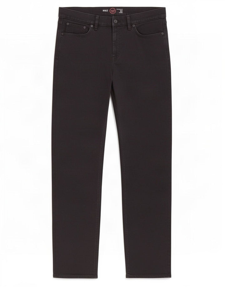 Marks & Spencer Vaqueros rectos para hombre W36 L33 Algodón negro