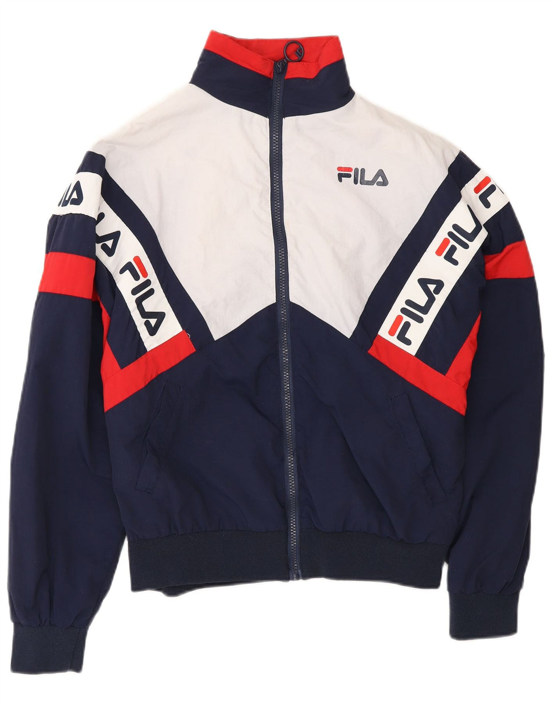 FILA Chaqueta de chándal extragrande para mujer UK 6 XS Azul marino Colorblock