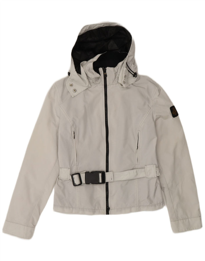 REFRIGIWEAR Womens Hooded Rain Jacket UK 14 Large White Polyamide
