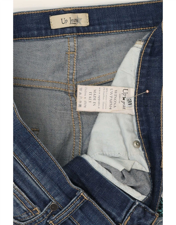 Vaqueros ajustados desgastados vintage para mujer W31 L28 Algodón azul