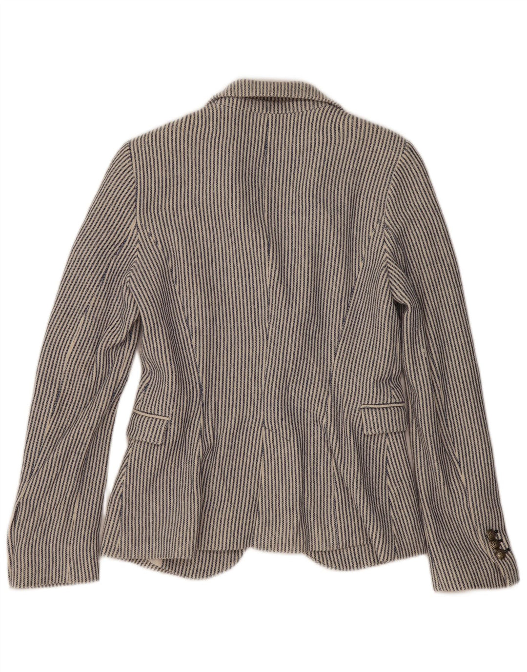 Zara Chaqueta Blazer De 1 Botón para Mujer Reino Unido 42 Algodón A Rayas Azul Medio
