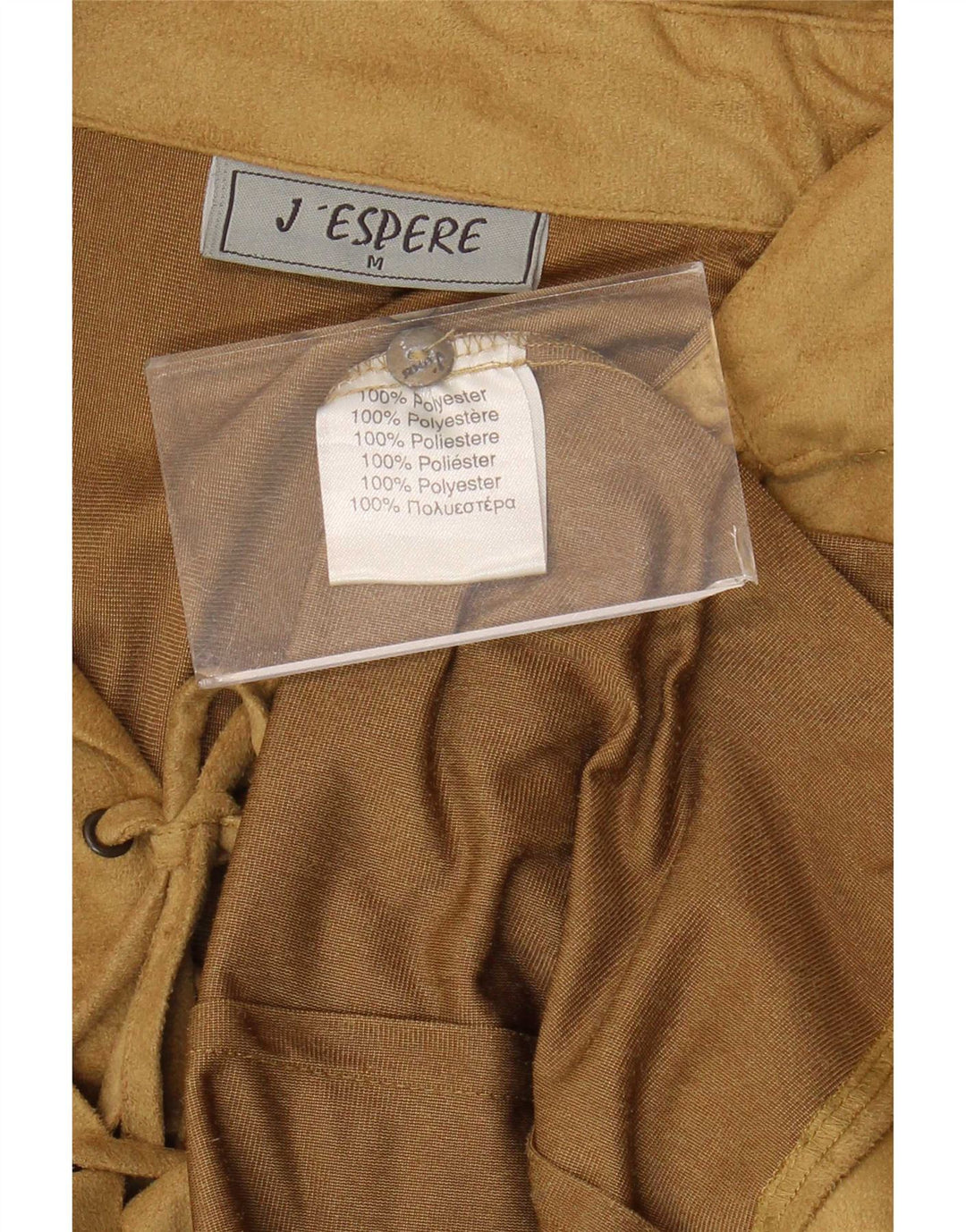 Vintage mujer pullover camisa blusa Reino Unido 14 poliéster marrón medio