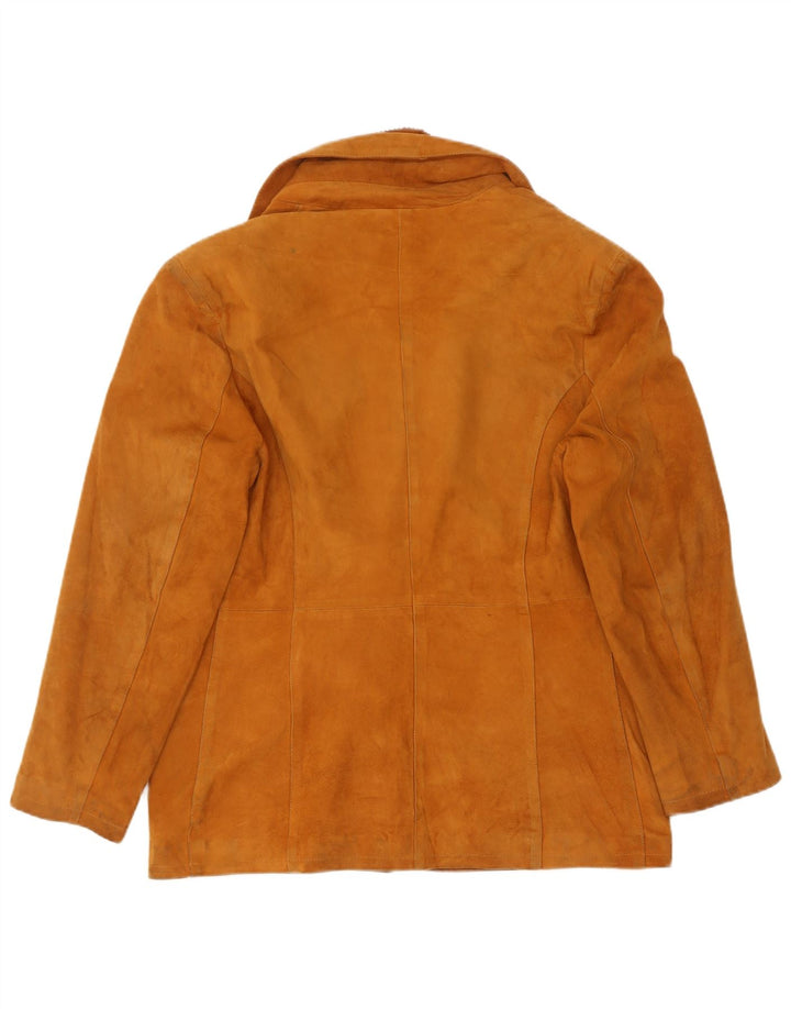Alta Moda Chaqueta Blazer de Ante con 4 Botones para Mujer IT 48 XL Cuero Beige