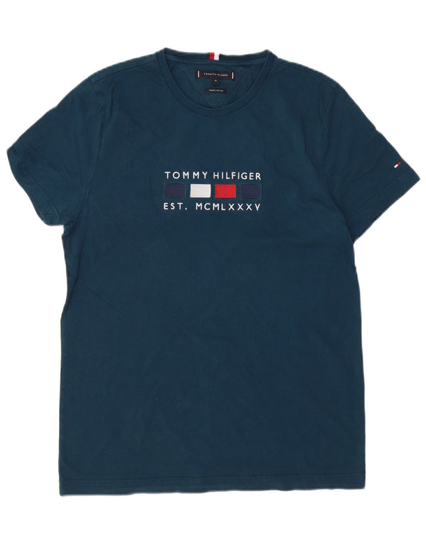 TOMMY HILFIGER Camiseta gráfica para hombre Top Medium Azul marino Algodón
