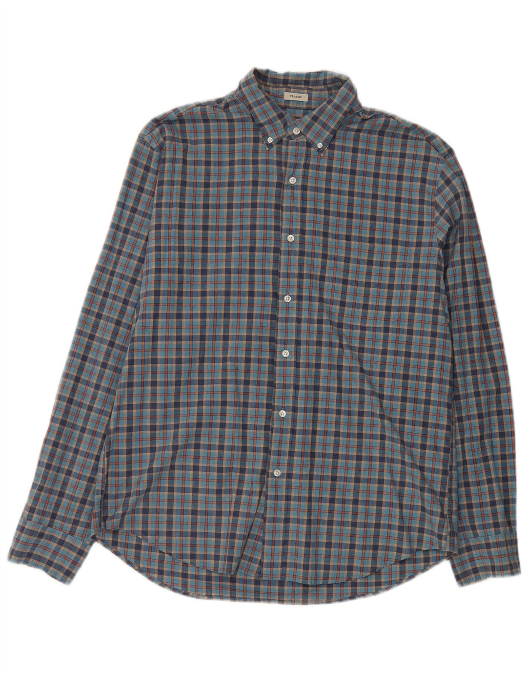 J. Crew Camisa de corte clásico para hombre de algodón a cuadros azules grandes