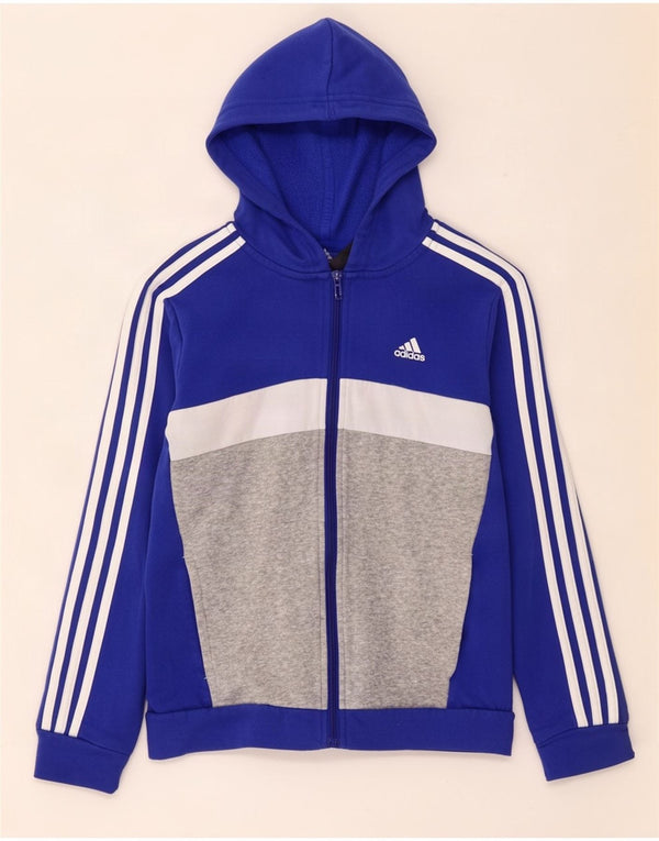 Adidas Sudadera con capucha y cremallera para niños 11-12 años Azul Colorblock Algodón