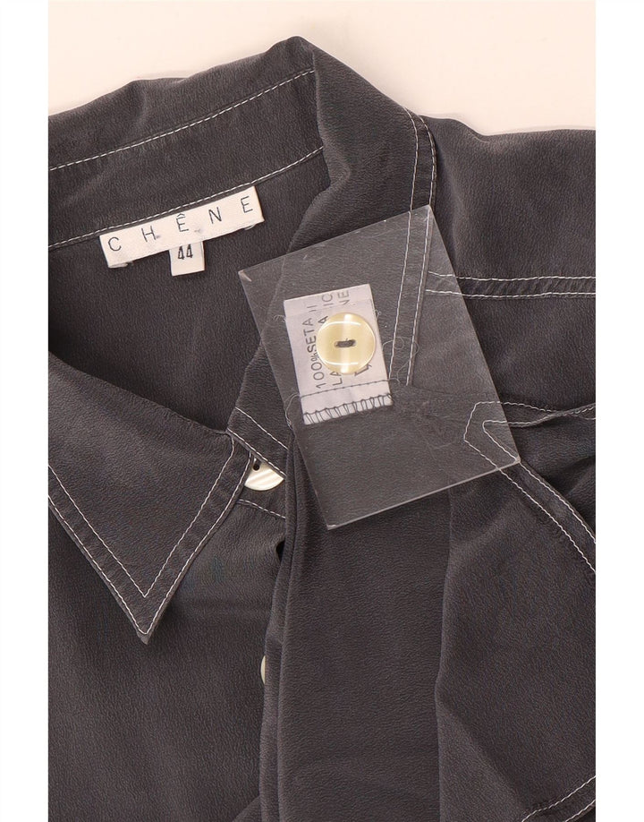 Blusa vintage sin mangas para mujer IT 44 Seda gris medio