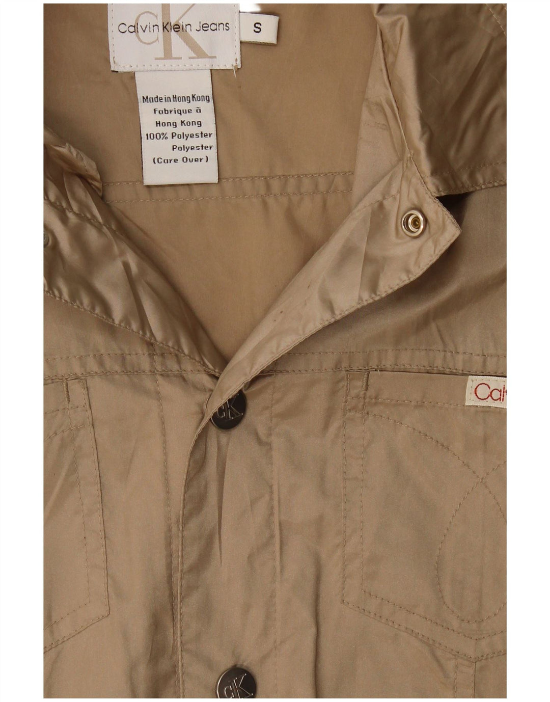 Calvin Klein Jeans Chaqueta Bomber para Hombre Pequeña Poliéster Beige