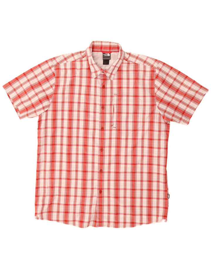 The North Face Camisa Manga Corta Hombre XL Nylon Cuadros Rojos