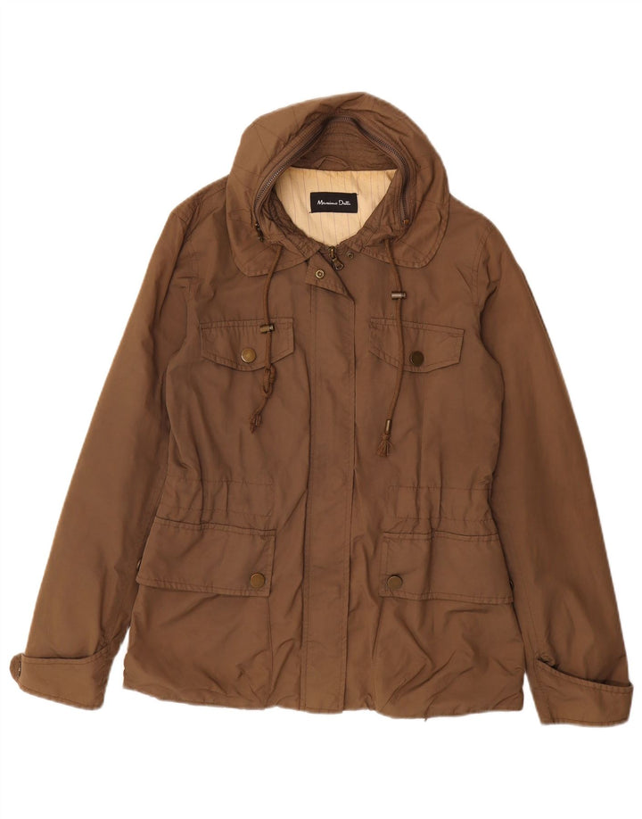 MASSIMO DUTTI Chaqueta utilitaria con capucha para mujer UK 10 Small Marrón Poliéster