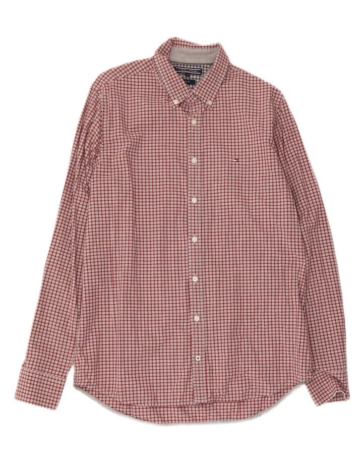 Tommy Hilfiger Camisa Slim Fit para Hombre, Talla Grande, Cuadros Rojos
