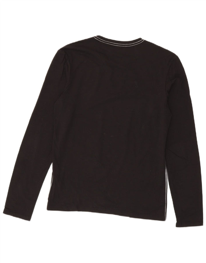 Guess Mens Graphic Top Manga Larga Pequeño Algodón Negro