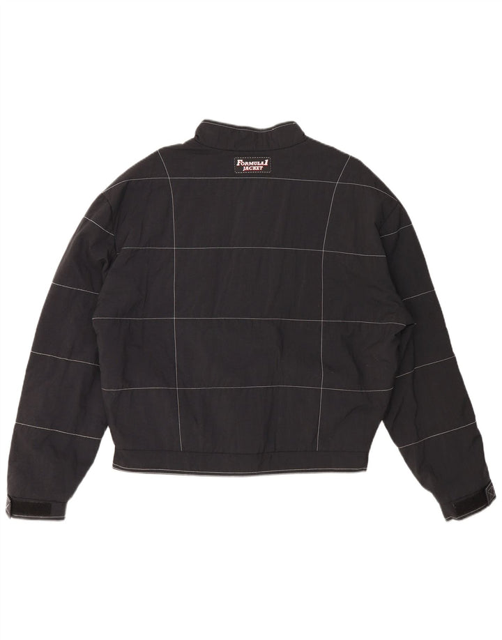 Chaqueta de carreras gráfica para hombre de Fórmula Uno UK 42 XL Nylon a cuadros negros