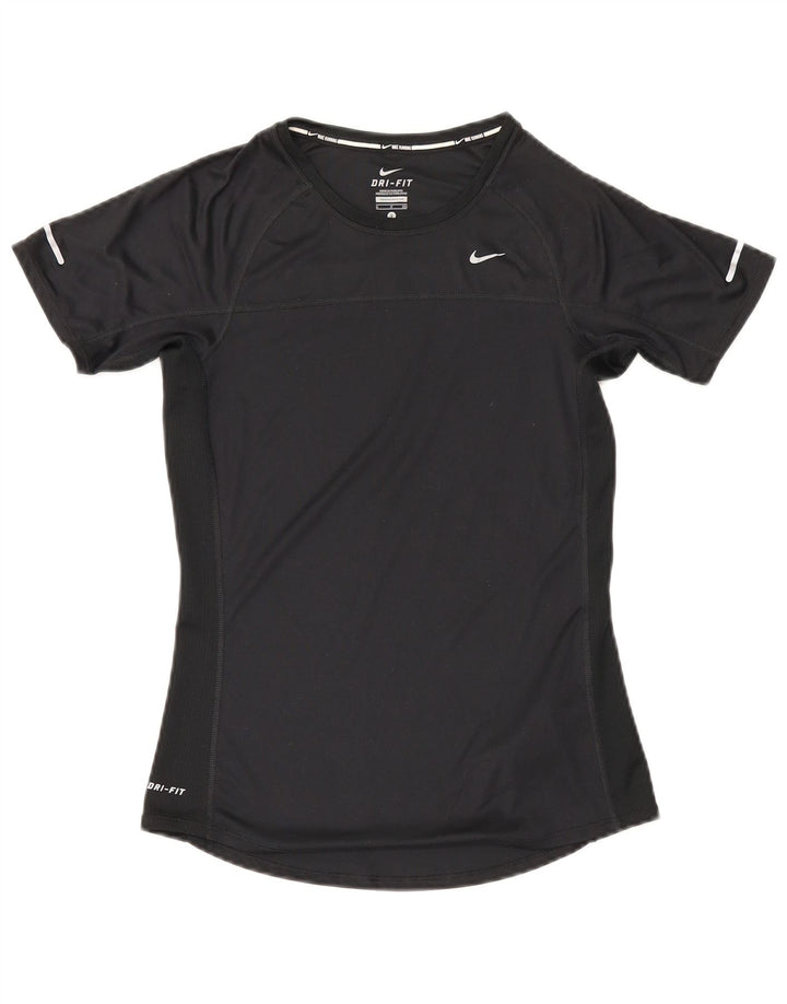 Nike Mujer Dri Fit Camiseta Top UK 10 Small Negro Poliéster
