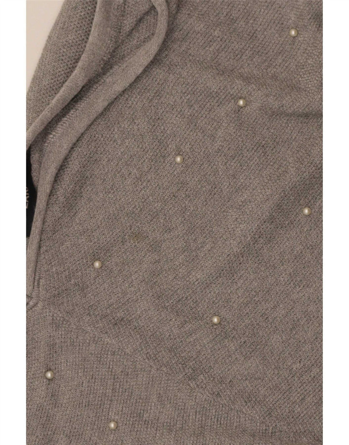 Zara Mujer Jersey Oversize con Cuello en V UK 44 Gris Medio