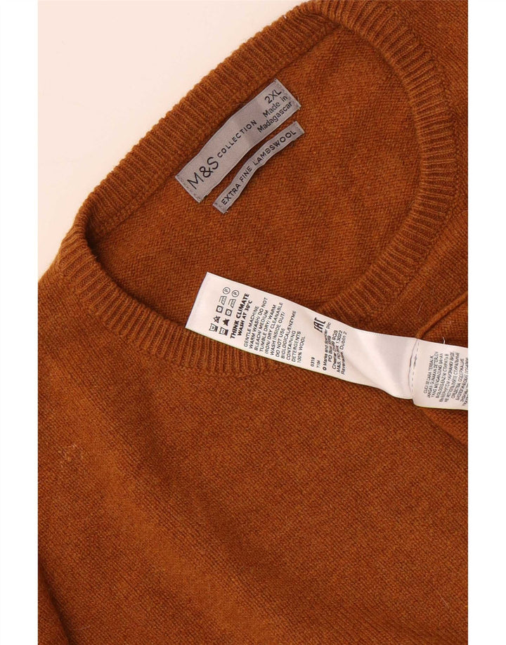 Marks & Spencer - Jersey de cuello redondo para hombre, talla 2XL, lana marrón