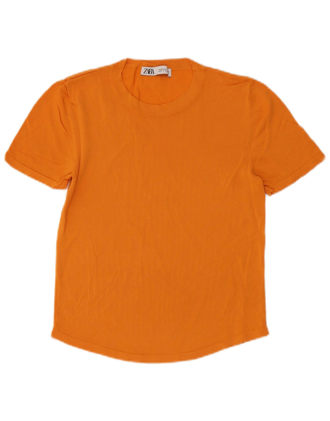 Zara Camiseta Mujer Top UK 12 Mediano Naranja