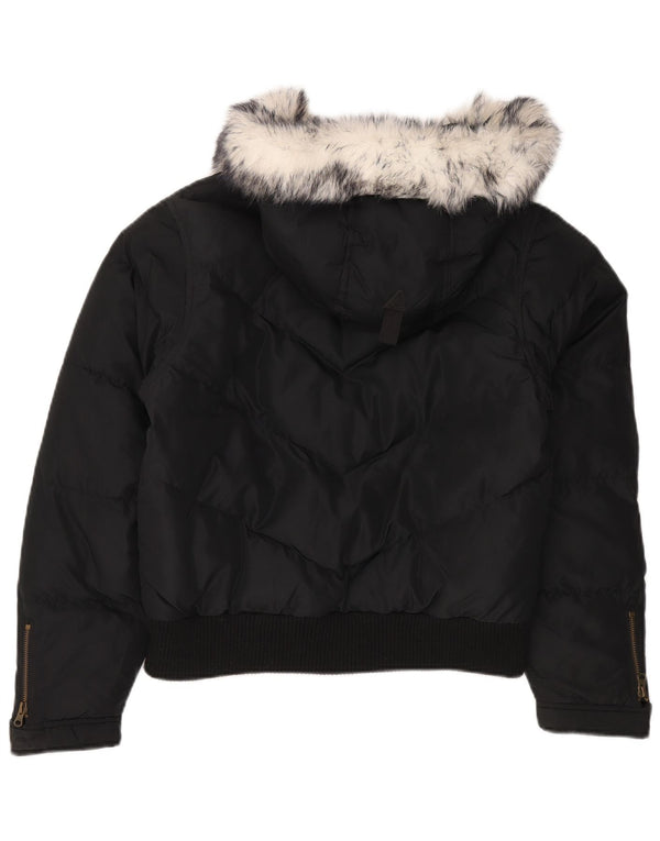 BRUGI Chaqueta acolchada con capucha para mujer UK 44 Grande Poliéster negro