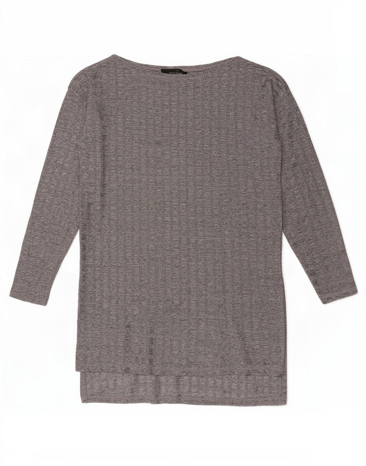 Zara Mujer Top Túnica De Manga Larga UK 10 Small Grey Check