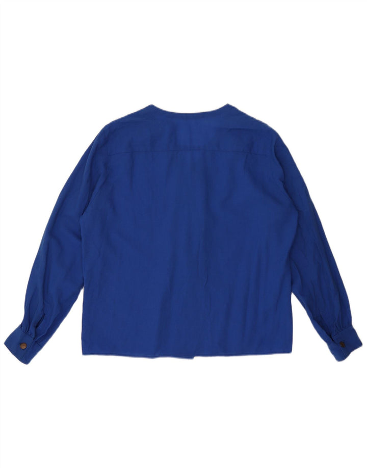 Vintage mujer camisa blusa Reino Unido 16 azul grande