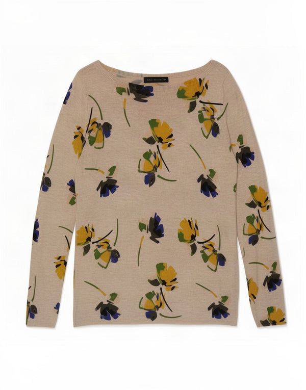 Marks & Spencer Suéter tipo jersey con cuello barco para mujer Reino Unido 42 Medio Beige Floral