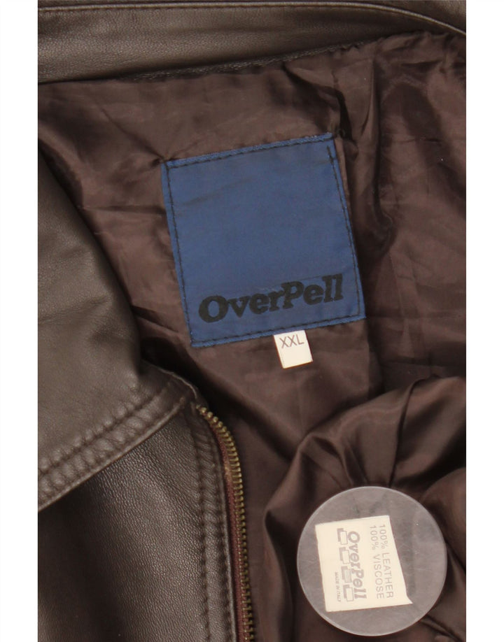 Vintage mujer chaqueta de cuero Reino Unido 44 2XL cuero marrón