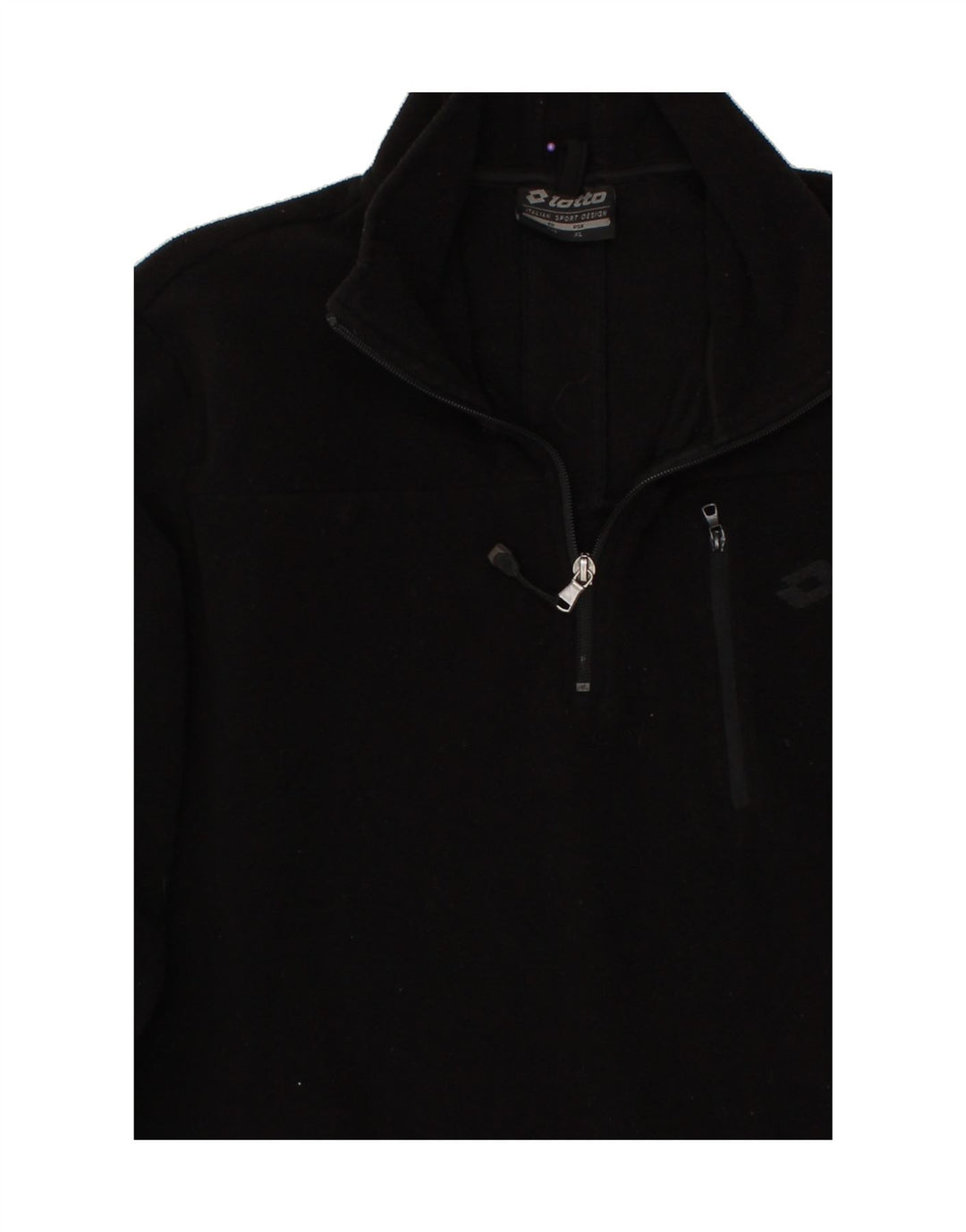 LOTTO Mens Zip Neck Fleece Jumper 2XL Black Vintage Lotto and Second-Hand Lotto from Messina Hembry 
