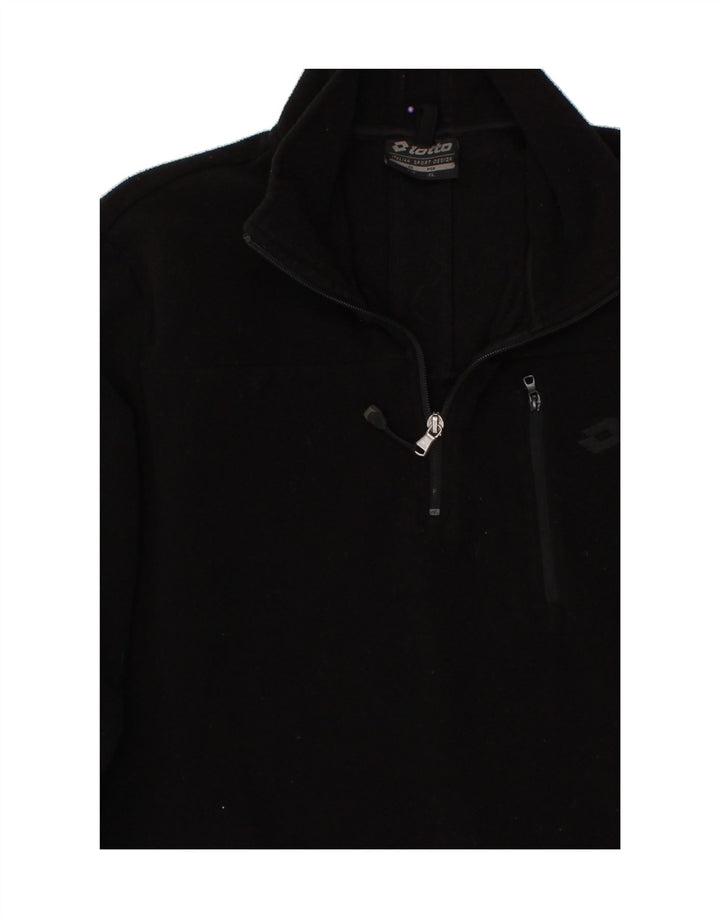 LOTTO Mens Zip Neck Fleece Jumper 2XL Black Vintage Lotto and Second-Hand Lotto from Messina Hembry 