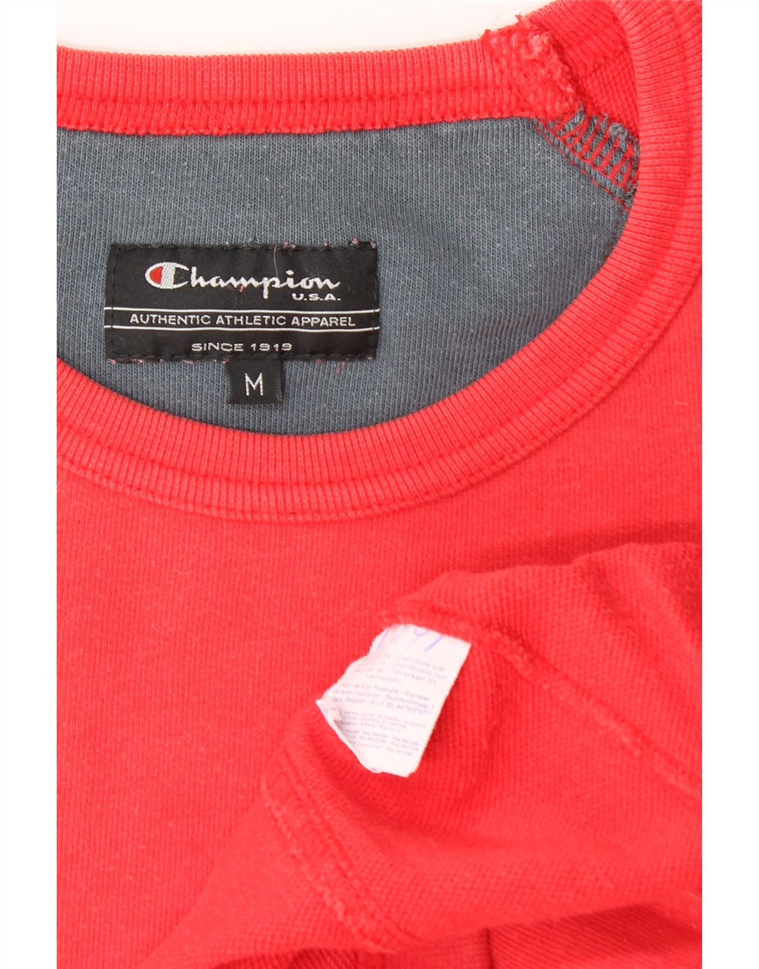 Champion Top gráfico para hombre de manga larga de algodón rojo medio