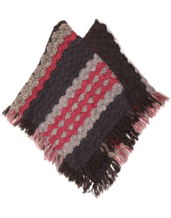 Vintage mujer Poncho Jumper un tamaño multicolor rayas