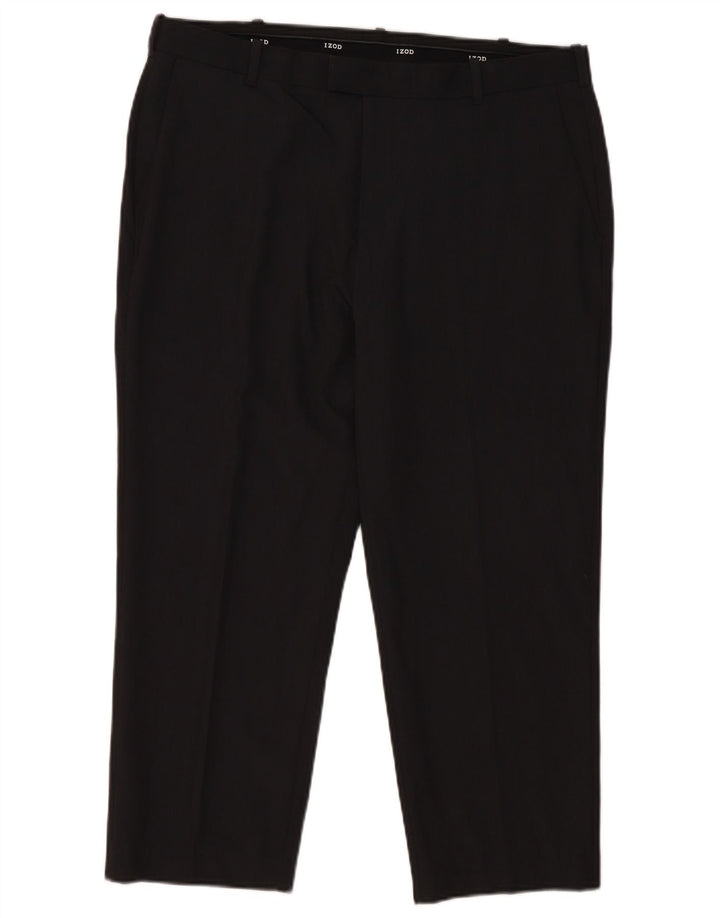 Pantalones de traje rectos cortos para hombre Izod W36 L25 Poliéster gris