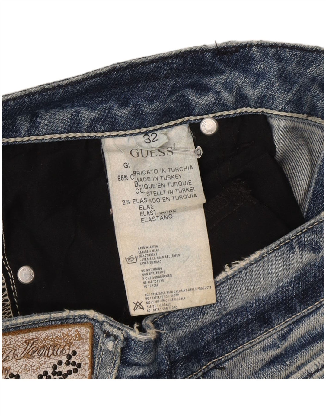 Vaqueros Guess Mujer Rectos W32 L27 Azul Algodón