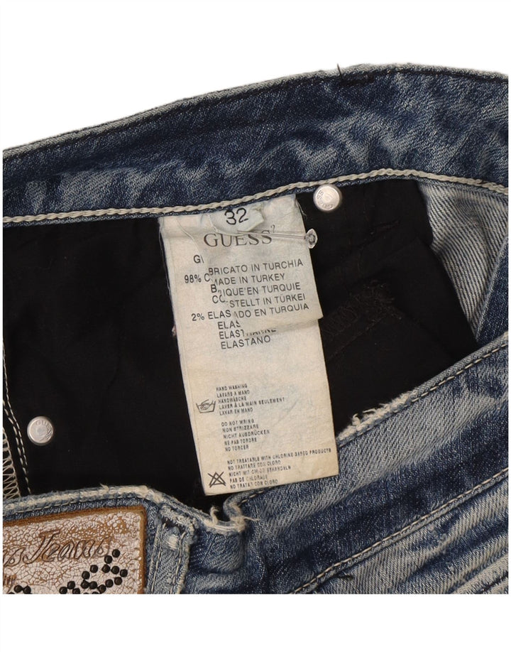 Vaqueros Guess Mujer Rectos W32 L27 Azul Algodón
