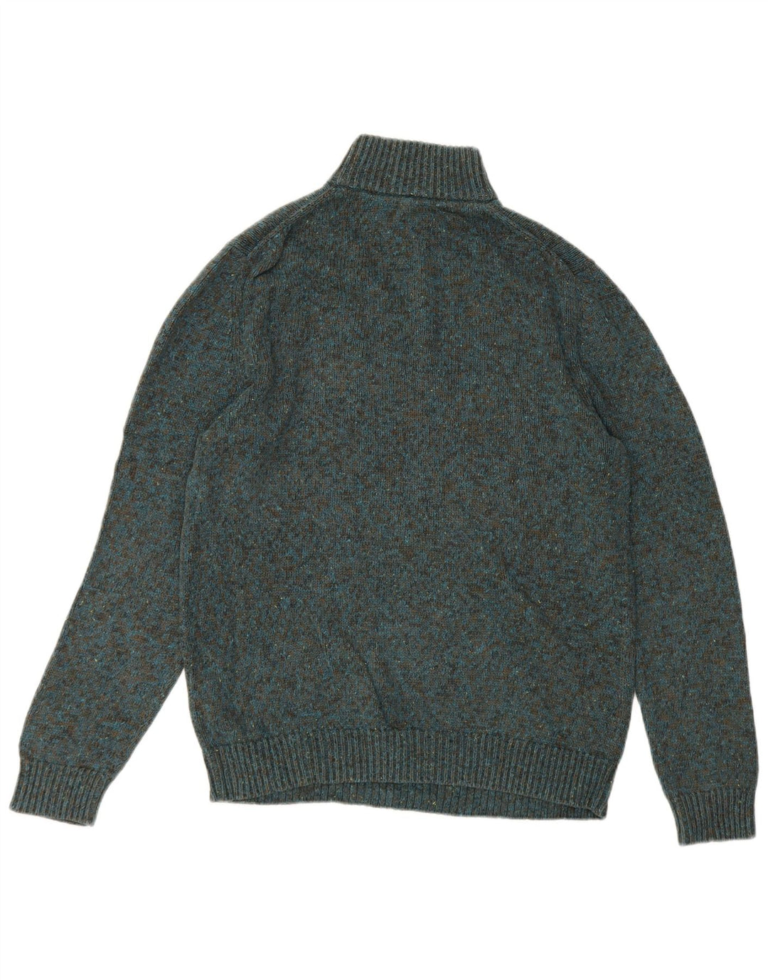 Jersey de hombre con cuello y cremallera de algodón moteado en verde medio de White Stuff