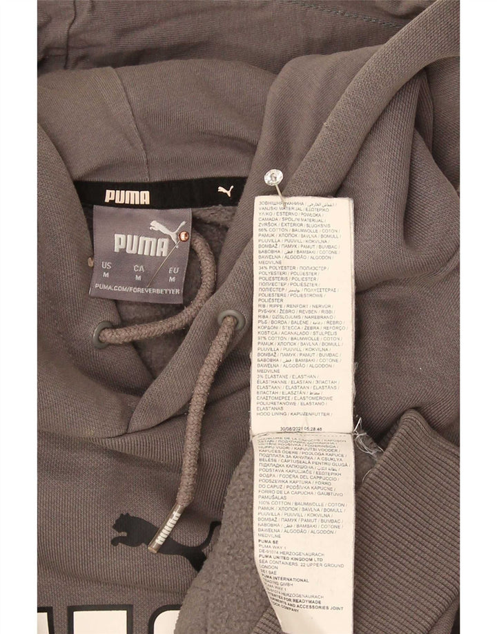 Puma Hombre Sudadera Con Capucha Gráfica Jersey De Algodón Gris Medio